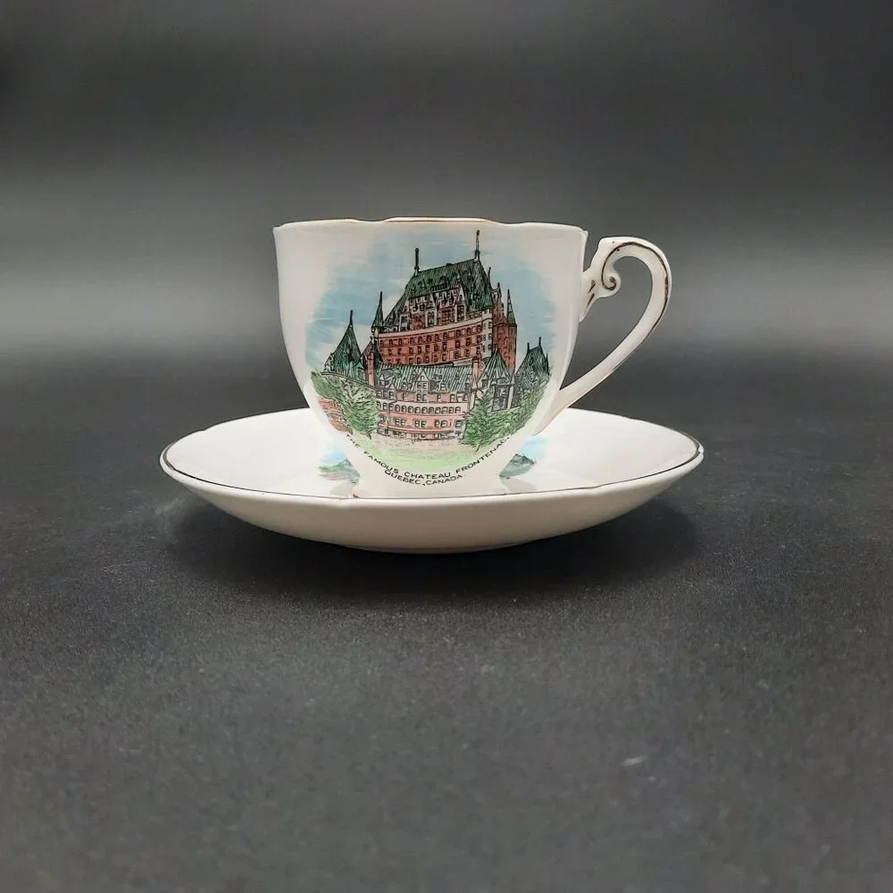 Vintage Royal Grafton Fine Bone China Teacup & Saucer Set With Chateau Frontenac